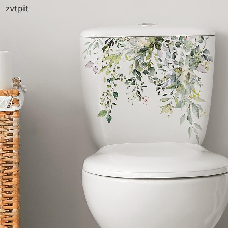 Zvtpit พืชสีเขียวใบสติ๊กเกอร์ติดผนังห้องน้ําห้องน้ําตกแต่งห้องนั่งเล่นตู้ตกแต่งบ้าน Decals Beautify Self กาวภาพจิตรกรรมฝาผนัง TH
