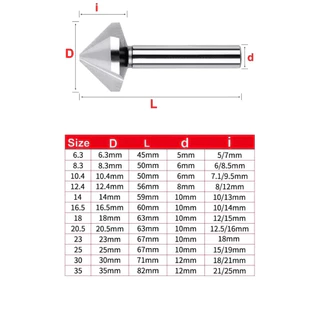 ดอกลบคม 90 องศา แชมเฟอร์ Chamfering tools 90° HSS สีเงิน 6.3 - 35 มิล ดอกแชมเฟอร์ ดอกลบมุม