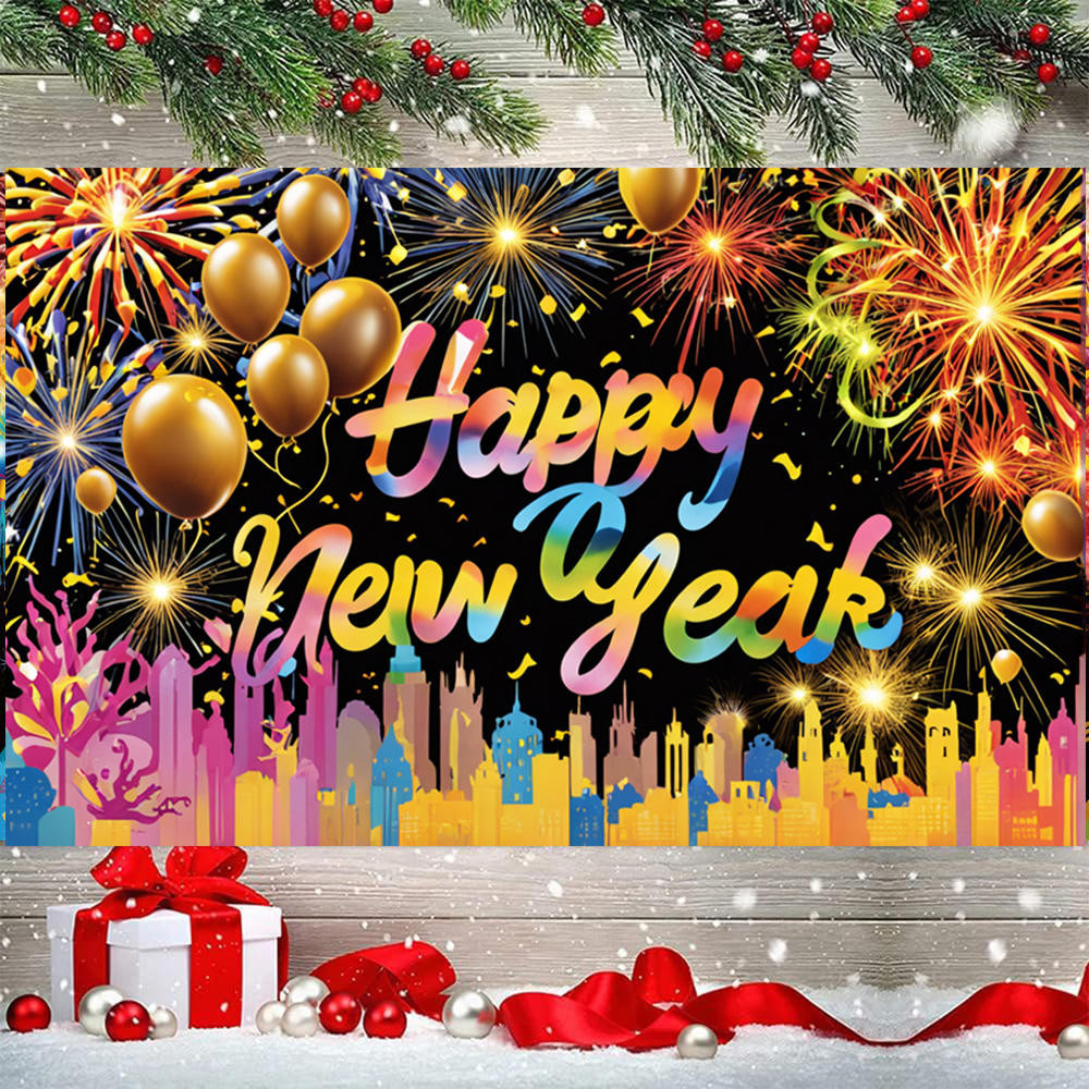 180×110เซนติเมตรขนาดใหญ่สวัสดีปีใหม่แบนเนอร์พรรคพื้นหลังผ้าตกแต่ง2025ปีใหม่พรรคพื้นหลังผ้าแบนเนอร์แขวนแบนเนอร์ตกแต่ง