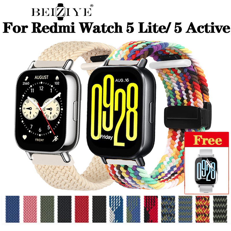 สายรัดไนลอนแม่เหล็ก Xiaomi Redmi Watch 5 Active Smart Watch Soft Braided Solo loop Watch Band Redmi Watch 5 Lite Sport Breathable Watchbands Accessorie