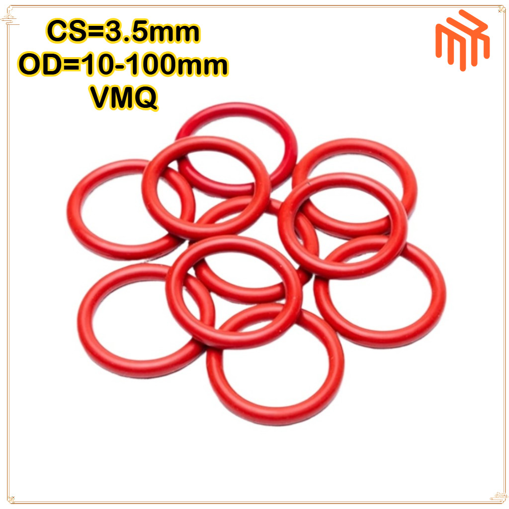 [MX1] โอริงสีแดง CS3.5mm * OD10-100mm / VMQ แหวนยางซิลิโคน โอริงซีล สีแดง