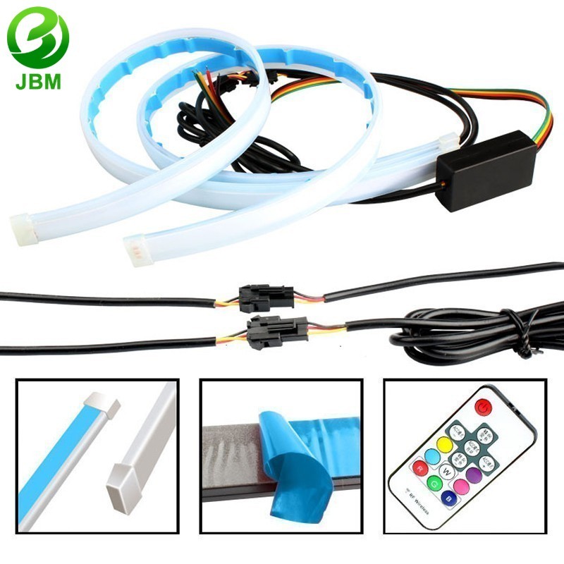 [JBM] สําหรับรถยนต์ การควบคุมแอพ ไฟเลี้ยว ไฟเดย์ไลท์ LED RGB 12V DRL หลากสี พร้อมรีโมตคอนโทรล