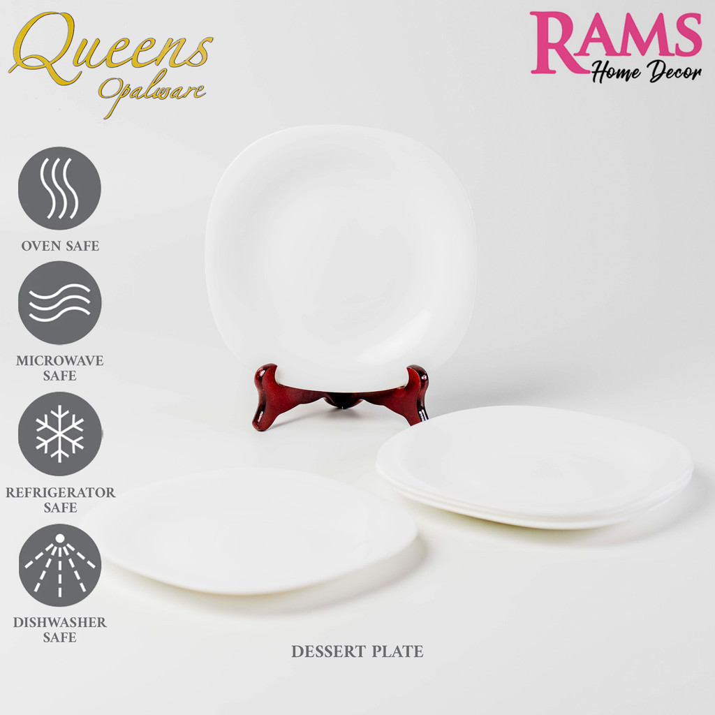 Queens Premium Opal Glass Square Dinner Plate / จานซุป / จานขนมหวาน / ชุด Pinggan Mangkuk Kaca