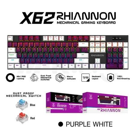 คีย์บอร์ดเกมมิ่ง NUBWO X62 Rhiannon MINI RGB แบบแมคคานิเคิล 100% 104 ปุ่ม .