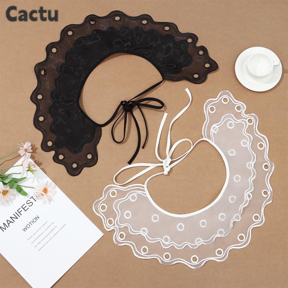 Cactu เสื้อผ้าอุปกรณ์เสริมผู้หญิงผ้าพันคอผ้าคลุมไหล่ตกแต่งเสื้อปักปกเท็จ