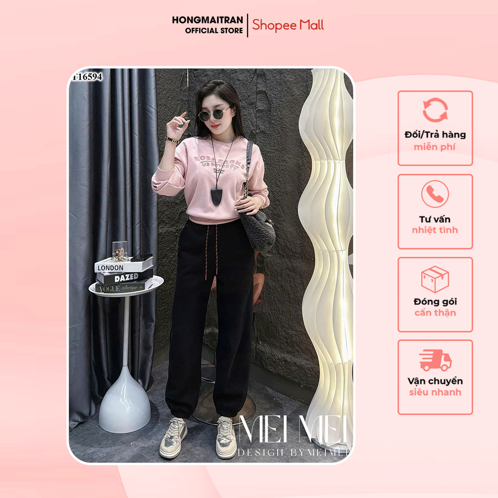 ลักษณะฤดูใบไม้ร่วง-ฤดูหนาวเสื้อผ้าสตรีชุดเสื้อแขนยาวพร้อมกางเกง Jogger 2 สี Hong Mai Tran Store ST16