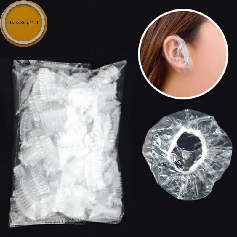 Unewking 100 ชิ้นกันน้ําหู Bath Shower Salon ป้องกันหูย้อมผม Earmuffs th