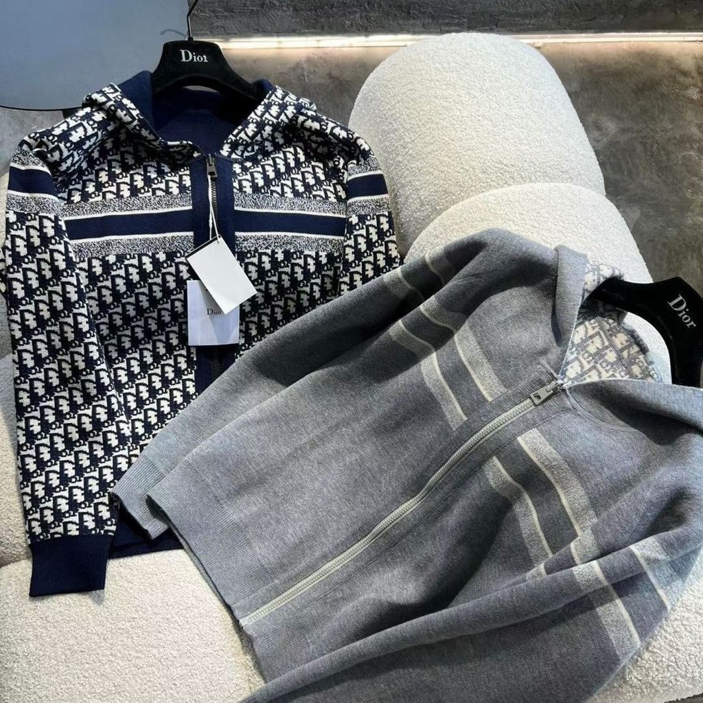 เวอร์ชั่นเกาหลีสุภาพสตรีแฟชั่นถักด้านบน ผ้าแจ็คการ์ด จดหมายซิปคลุมด้วยผ้าคาร์ดิแกนเสื้อกันหนาวพร้อมสต็อก - รูปที่ 6