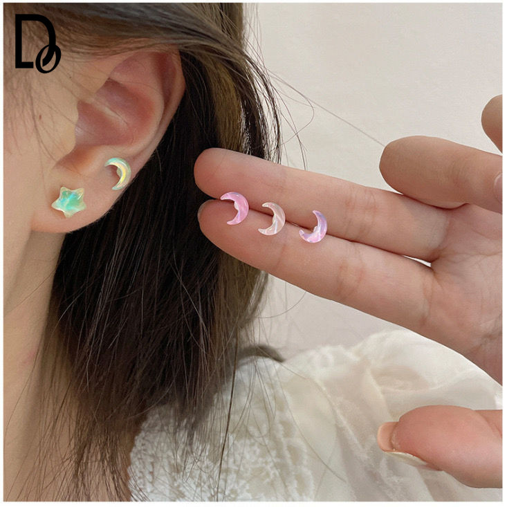 Dincior เครื่องประดับแฟชั่นใหม่ 7 คู่/เซ็ต Dreamlike ดาวที่มีสีสัน Moon Stud ต่างหู Ins สาว