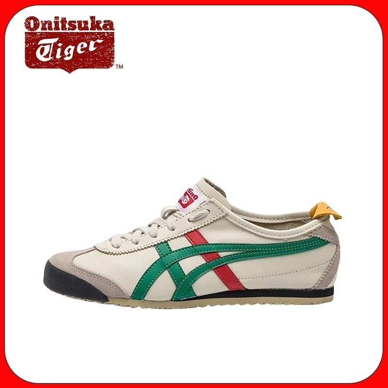 Onitsuka Tiger MEXICO 66 Onitsuka Tiger สีแดงและสีเขียวตัดกัน DL408-1684หนังรองเท้าสเก็ตบอร์ดลำลอง c