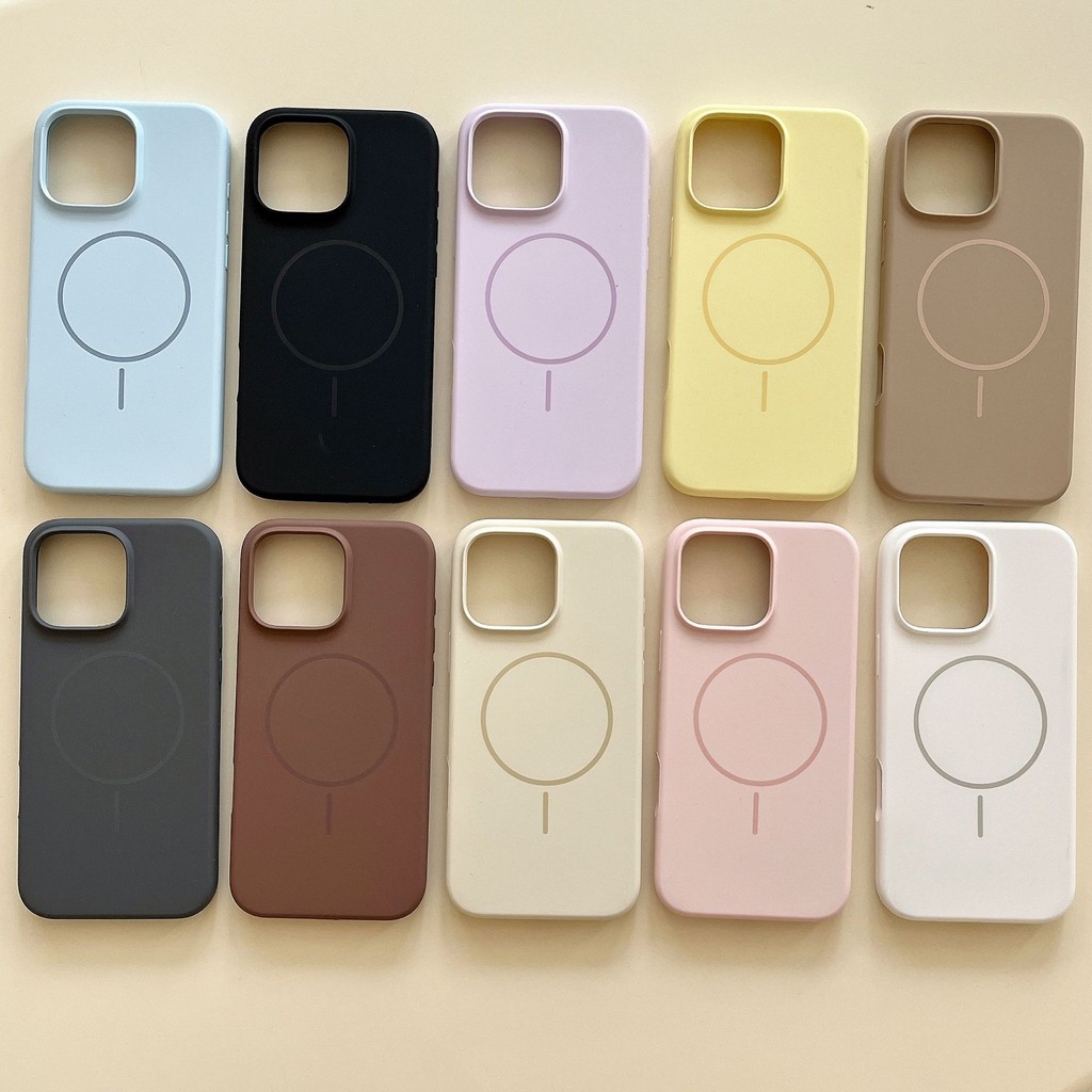 สีทึบซิลิโคนแม่เหล็กชาร์จกรณีแฟชั่นน่ารักกรณีโทรศัพท์สำหรับ iPhone 15 14 13 16 PRO MAX 14pro 13pro 16pro 16pro 16PROMAX ฝาครอบป้องกันที่เรียบง่ายล้าง