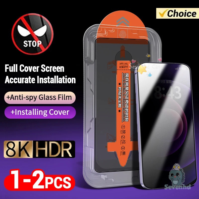 Auto Located Privary ฝุ่นฟรีกระจกนิรภัยสําหรับ iPhone 16 15 14 13 12 11 Pro Max Xr X Xs Max 16 15 14 Plus Anti Spy ป้องกันหน้าจอ Divine Artifact อัตโนมัติตําแหน่งฟิล์ม