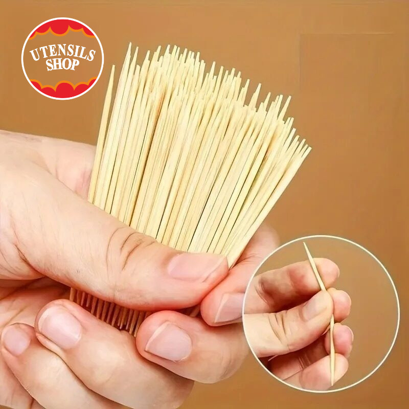 UTENSILS ไม้จิ้มฟันสองหัวแบบใช้แล้วทิ้ง ไหมขัดฟันทำจากไม้ไผ่ธรรมชาติใช้ในห้องครัวร้านอาหารโรงแรมเครื่องมือทำความสะอาดฟัน