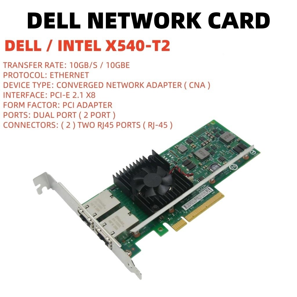 Intel/Dell X540-T2 ของแท้ CONVERGED DUAL PORT NETWORK ADAPTER 10GbE3DFV8 K7H46 9HPT3
