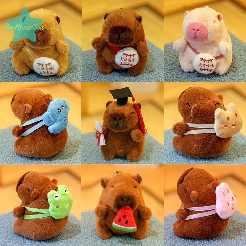 [BigHouseSea] การ์ตูน Capybara ตุ๊กตาพวงกุญแจกระเป๋าจี้ตกแต่งน่ารักตุ๊กตาตุ๊กตาเดสก์ท็อปเครื่องประดับพวงกุญแจรถเด็กของขวัญใหม่