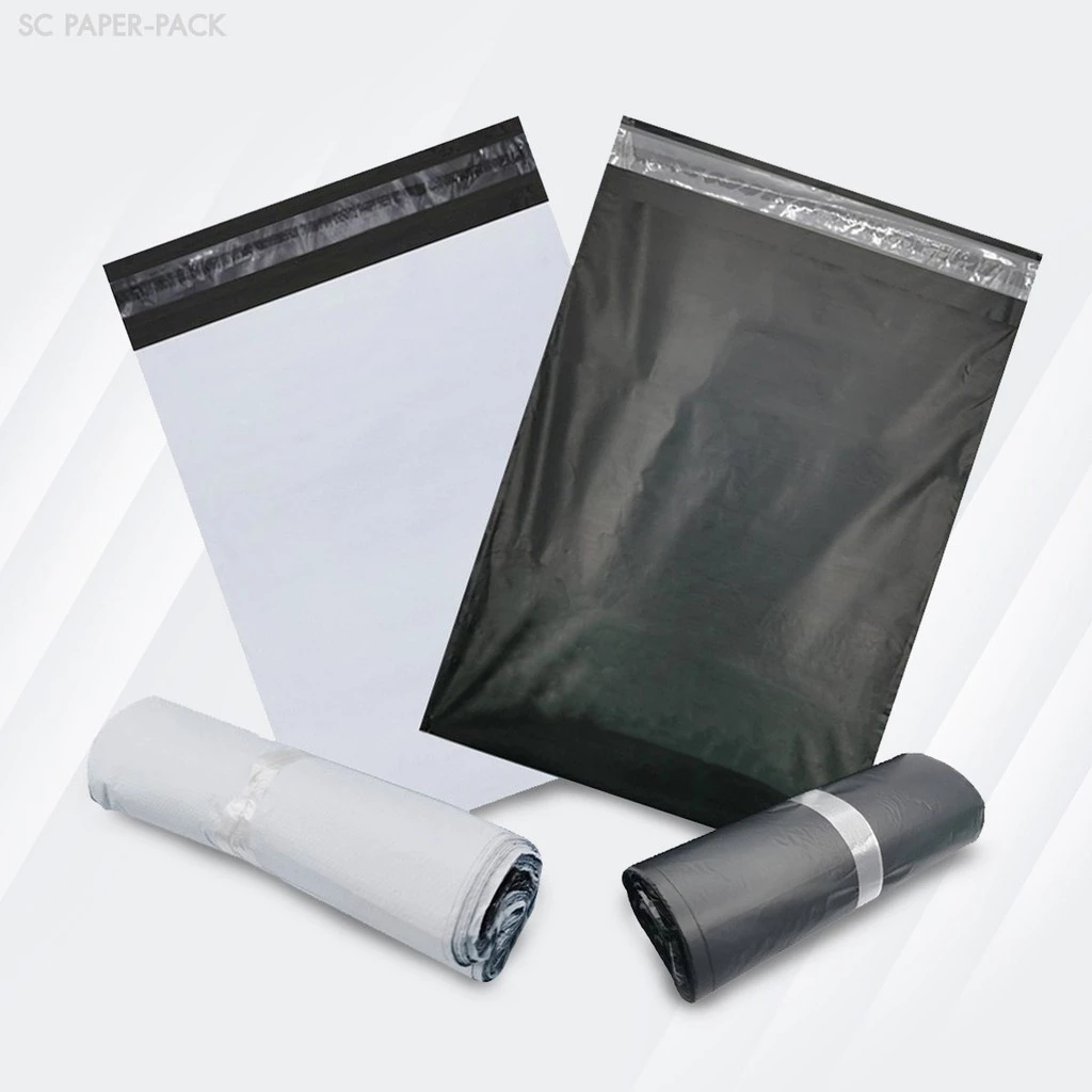 SC Paper-Pack ซองไปรษณีย์พลาสติก ไม่จ่าหน้า สีขาว-สีดำ ราคาถูก!! ผิวไม่เรียบ (แพ็ค 100)