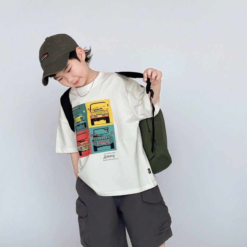 Boy T เสื้อ (10-40 กก.) ผ้าฝ้าย 100% รอบคอบางเสื้อยืดแฟชั่นพิมพ์เด็กท็อปส์ Unisex เสื้อผ้าฤดูร้อน