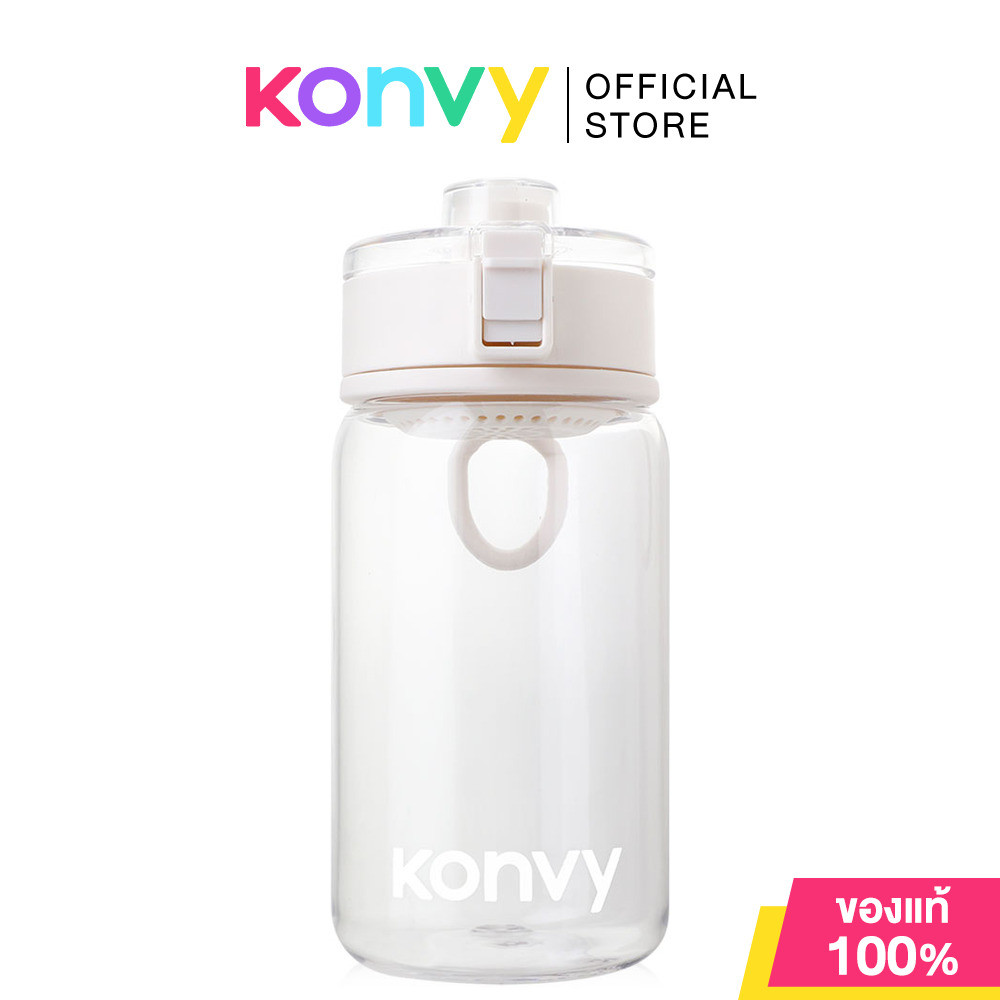 Konvy Transparent Protable Water Bottle #White คอนวี่ ขวดน้ำกรองชาและน้ำผลไม้ สีขาว.