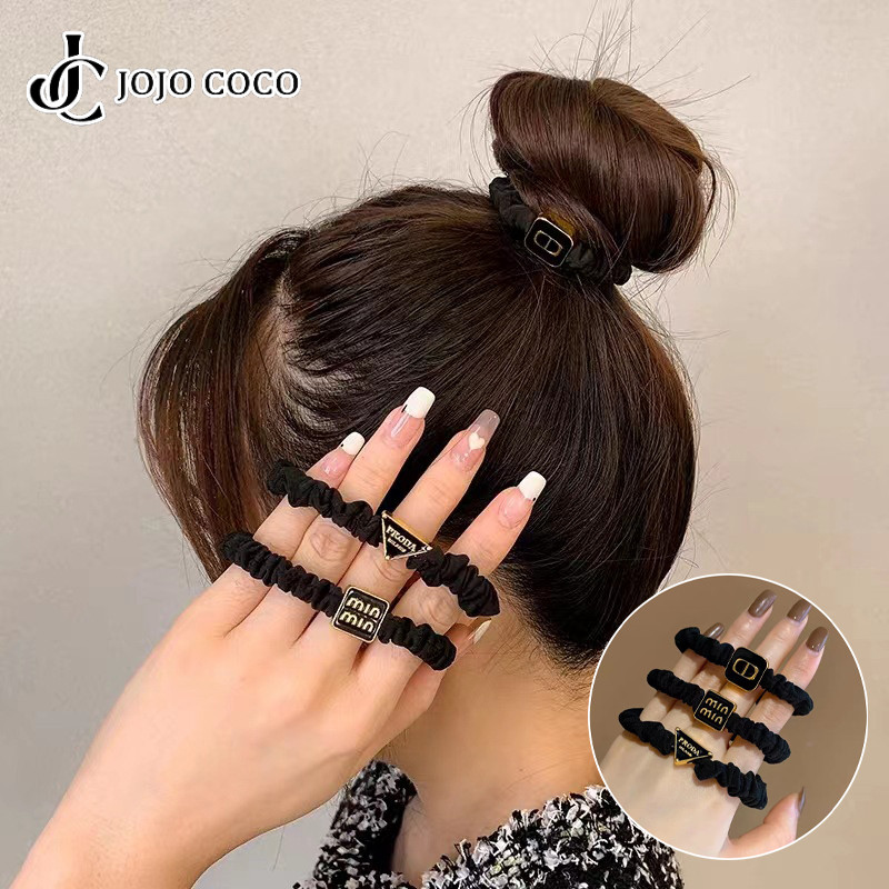 Jojo COCO Letter Hair Tie สไตล์เกาหลีหรูหราแฟชั่น High-end ผู้หญิงผม Tie อุปกรณ์เสริม