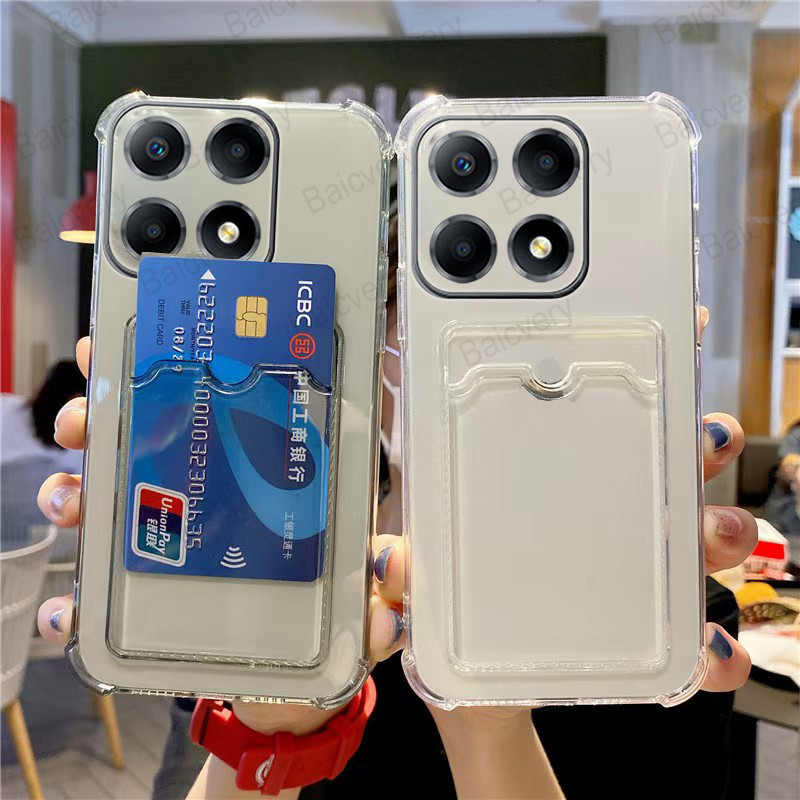 สําหรับ Honor X7C 4G ALT-NX2 200 สมาร์ท 5G Clear เปลือกโปร่งใสการ์ดคลิปกระเป๋าปกหลัง