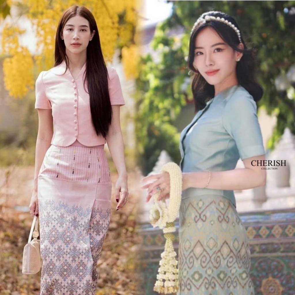 (พร้อมส่ง) Cherish6 เช็ท 3 ชิ้น ชุดงานบุญ ชุดไทยหรือจะใส่เป็นธีมชุดเพื่อนเจ้าสาว K.shop