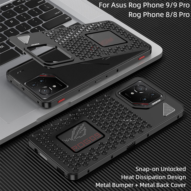Luxury Snap-On Design Locked/ปลดล็อคการกระจายความร้อนเคสโลหะเต็มรูปแบบสําหรับโทรศัพท์ Asus Rog 9 Pro 9 FE 8 8Pro Rog Phone9 ปลอกปกแข็ง