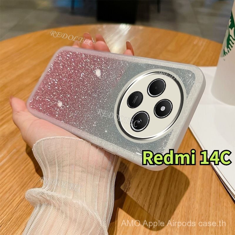 กรณี R edmi 14C 4กรัม2024หรูหรา g litter ปลอก Xiaomi redmi14c R edmi 14 C ไล่โทนสี B Ling ใสล้างซิลิโคนปกคลุมด้วยเลนส์ป้องกัน