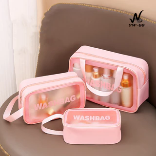 💟YW GO💟พร้อมส่ง💟 กระเป๋าเครื่องสําอาง กระเป๋าแต่งหน้าแบบใส กระเป๋ากันน้ำ มีซิป G3020