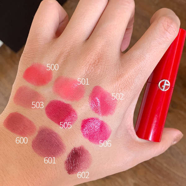 ลิป lipstick Giorgio Armani Red Tube CC สี Stain Glossy Lip Balm Moisturizing Thin Glitter Lite Test