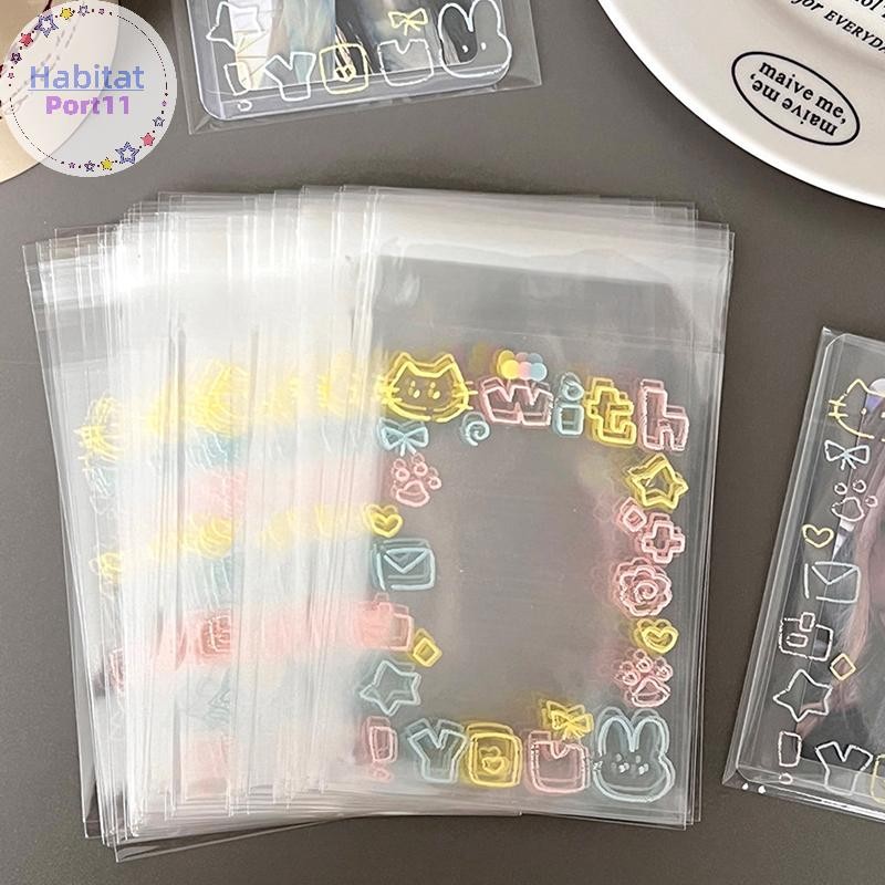 Habitatport 50 ชิ้นโปร่งใสน่ารัก Graffiti ลูกแมว Self-กาว Opp กระเป๋า Kpop Idol Photo การ์ดป้องกันกระเป๋า Photocard การ์ดแขน th
