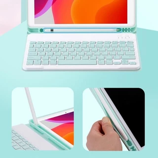 (คีย์บอร์ดภาษาไทย+เคส)สีลูกกวาดiPad 10.2 gen7/8/9/10.9 Air4/5 ซองหนัง iPad พร้อมเคสคีย์บอร์ดไร้สาย 9.7 Air3 Pro10.5
