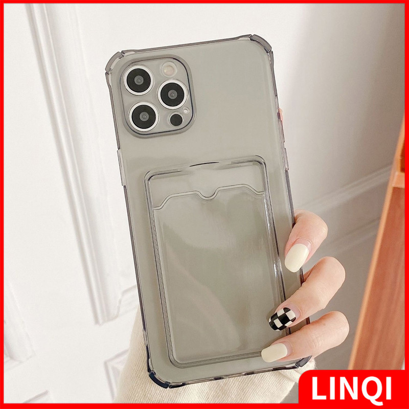 Simple Clear Cover สําหรับ iPhone 16 15 14 Plus 13 12 Mini 11 Pro Max กันกระแทกผู้ถือบัตรเคสโทรศัพท์
