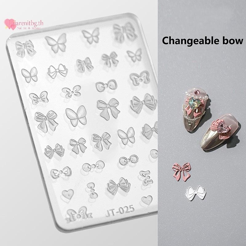 Renbg เล็บซิลิโคนโบว์ Mould Moon Stars เครื่องประดับ Casg น่ารักแม่พิมพ์เครื่องมือบรรเทา DIY ตกแต่งเล็บ Art เล็บความงาม Charm TH