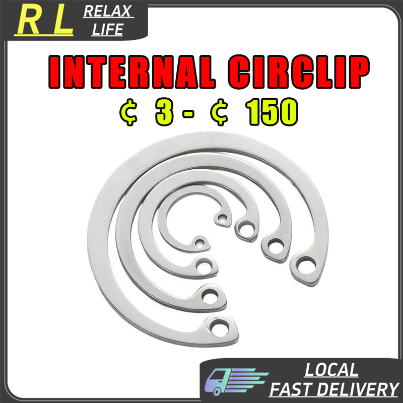 RL Circlips ภายใน 304 ¢8-¢150 แบริ่งสแตนเลสรูใน Circlip C-Type ยืดหยุ่นยึดแหวน Snap Circlip