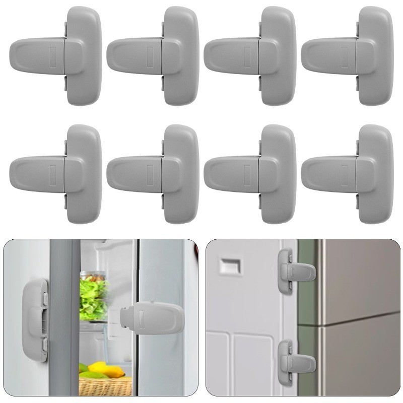 1/2 ชิ้นล็อคประตูตู้เย็น / ตู้เย็นประตูตู้ยึดหัวเข็มขัด / ตัวป้องกันเด็กปุ่มคู่ ที-พิมพ์ - รูปที่ 6