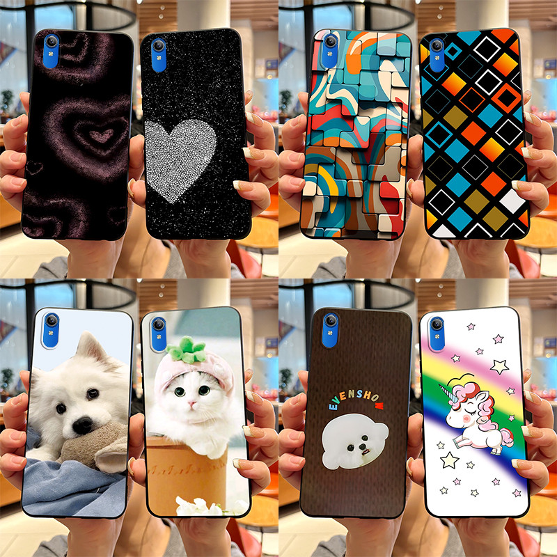 สําหรับกรณี VIVO Y1S Y91C Y90 VIVO 2015 1820 ออกแบบใหม่ Cool heart พิมพ์สีดํา Matte Soft ซิลิโคนป้องกันเคสโทรศัพท์