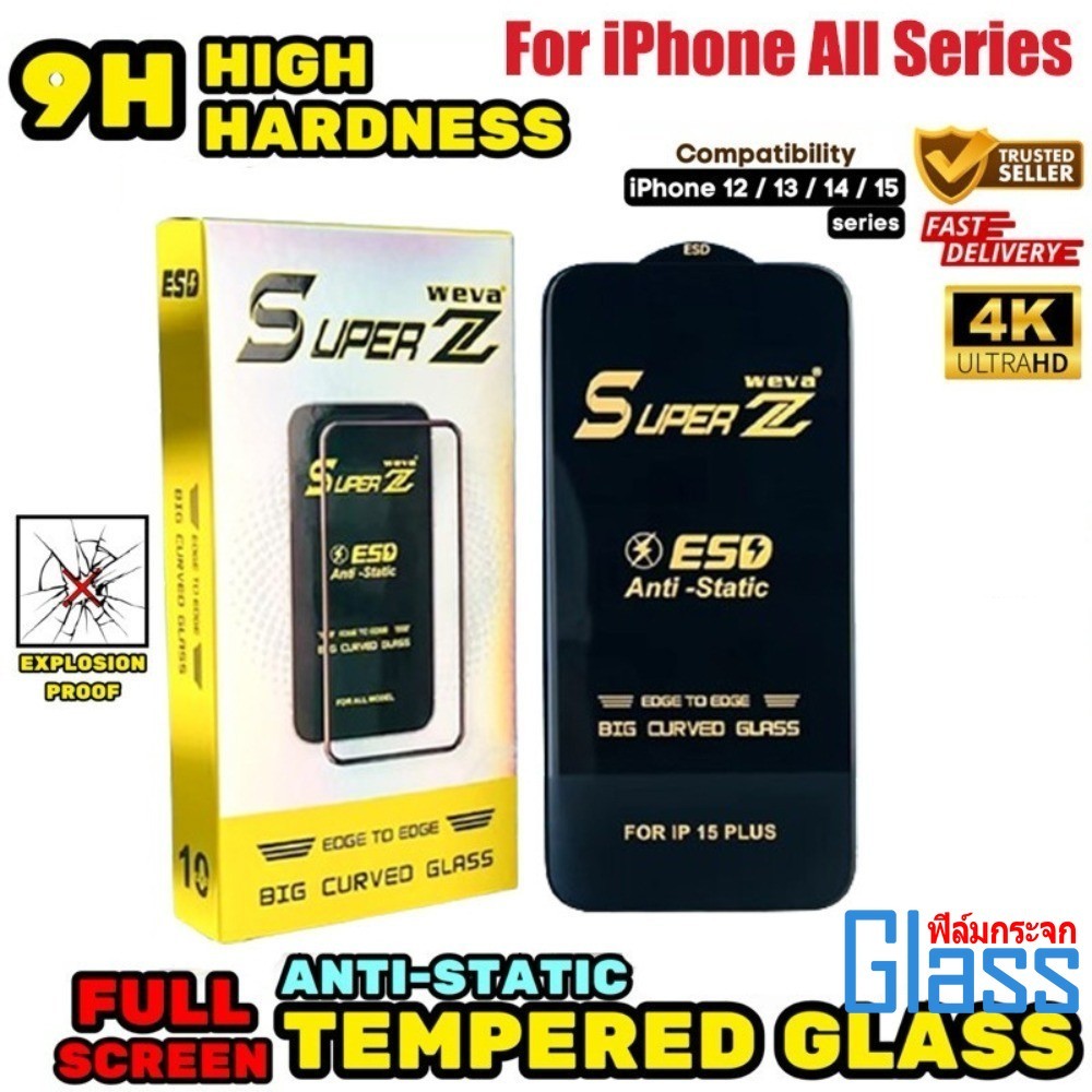 ฟิล์มกระจก สำหรับ IPhone 11 Pro Max 15 14 13 12 Mini XR XS 6 8 7plus ป้องกันไฟฟ้าสถิตย์ ป้องกันแสงสี