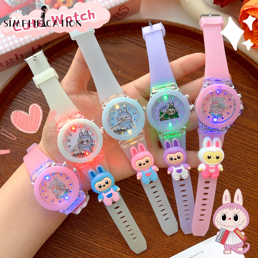 แฟชั่น LABUBU Luminous นาฬิกาเด็กอิเล็กทรอนิกส์ - Monster Sheep Decor LED สายรัดข้อมือกีฬานาฬิกา - เด็กของขวัญสร้างสรรค์