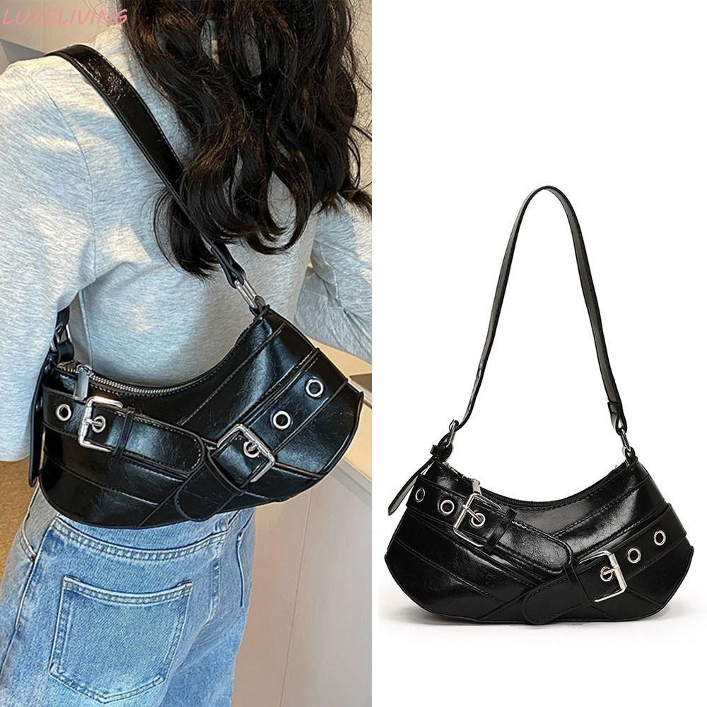 Luxeliving เข็มขัดหัวเข็มขัดรักแร้กระเป๋า, ออกแบบใหม่ Y2k Y2k กระเป๋าสะพาย, Vintage Gothic Punk Harajuku เผ็ดสาวกระเป๋าถือผู้หญิง