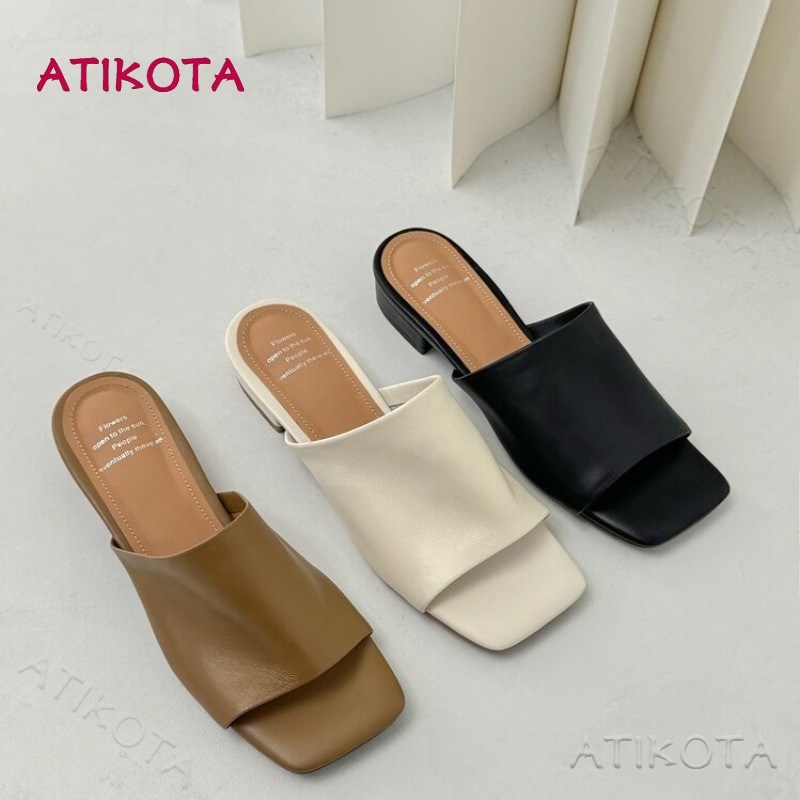 Atikota รองเท้าแตะผู้หญิงแฟชั่นเปิดนิ้วเท้าน้ําหนักเบา Soft Sole อเนกประสงค์ Minimalism รองเท้าแตะ
