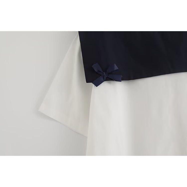 ที่มีคุณภาพสูงผู้หญิงผ้าฝ้ายเสื้อเสื้อ เจเค สไตล์ใหม่กองทัพเรือปกโบว์หลวมผู้หญิงแขนสั้นเสื้อฤดูร้อนเสื้อสาว - รูปที่ 7