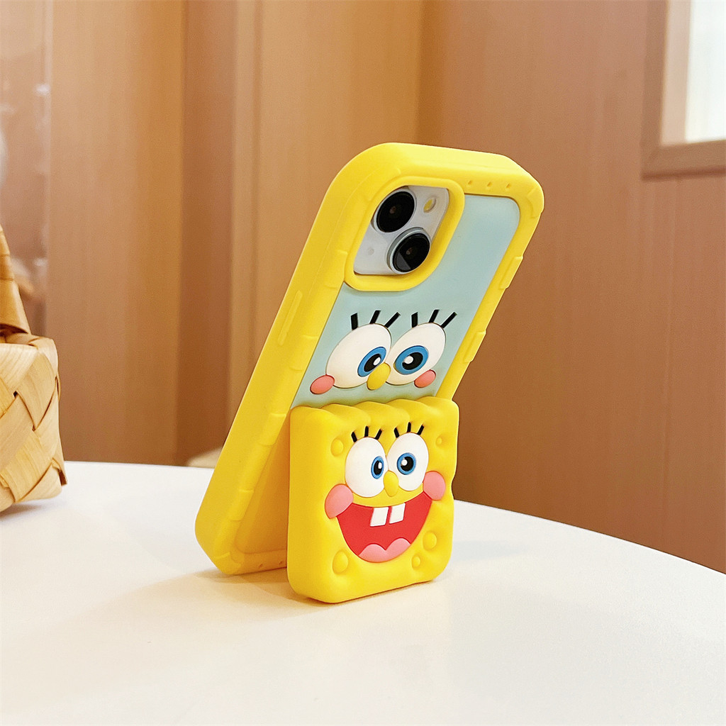 ซิลิโคนDrop Resistance Soft Shell Bracket SpongeBob SquarePants IphoneสําหรับIPhone 16 ProMax 15 ProMax 15Plus 13 12 11 14ProMaxกรณี - รูปที่ 2