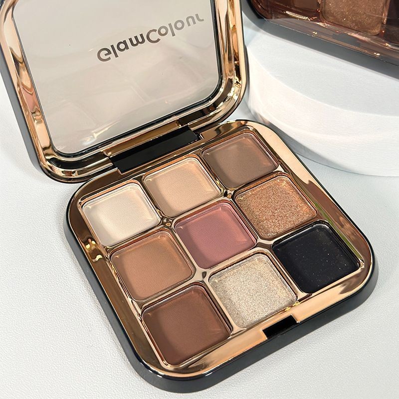 Magic Color Munich Black Nine-Color Pearlescent Eyeshadow Earth Color Strobe กระพริบ Fine กระพริบ Al