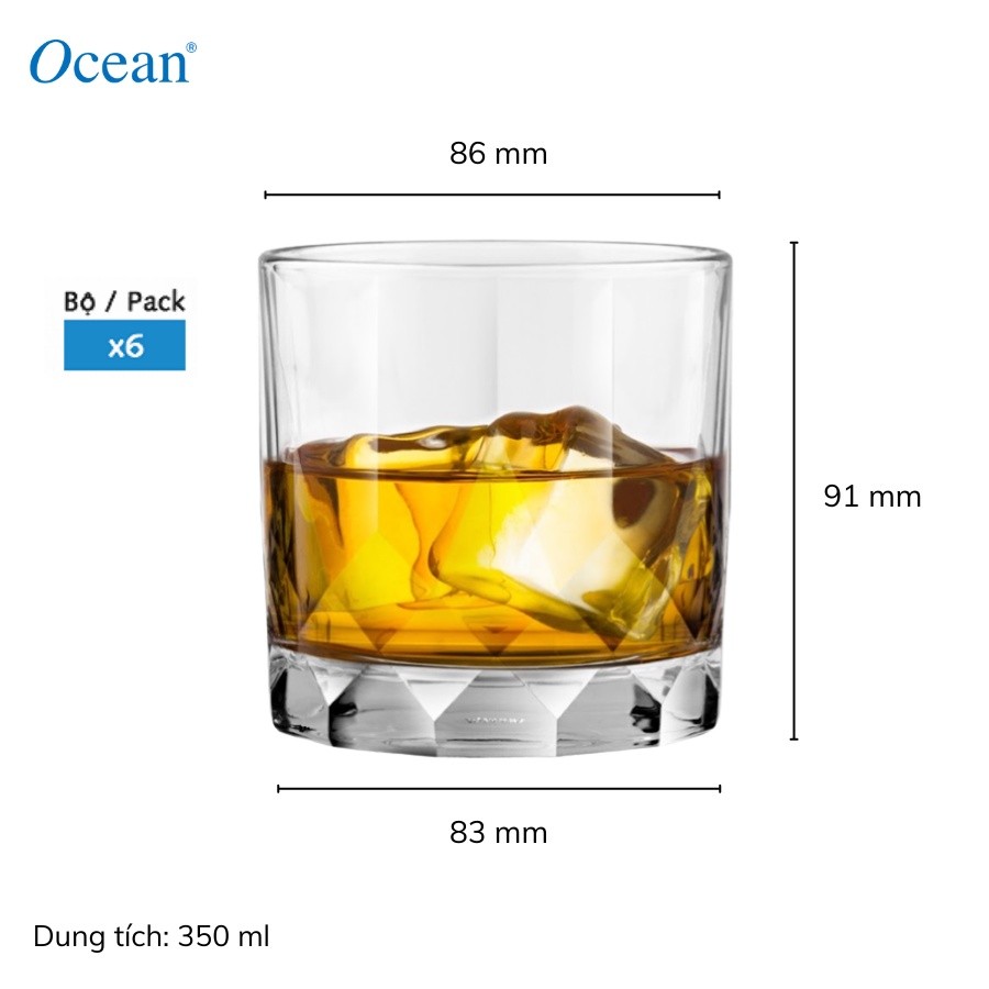[Money Back Commitment If Broken] ชุดถ้วยแก้ว Ocean Connexion Double Rock 350ml - ของแท้