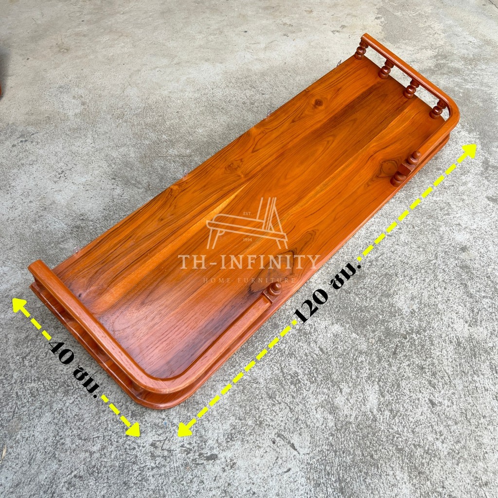 🔥ส่งฟรี🔥 TH หิ้งพระไม้สัก หิ้งพระติดผนังกว้าง 120*40 ซม. (ยาว*ลึก) สีย้อม(สีอิฐ) Buddha's shelf