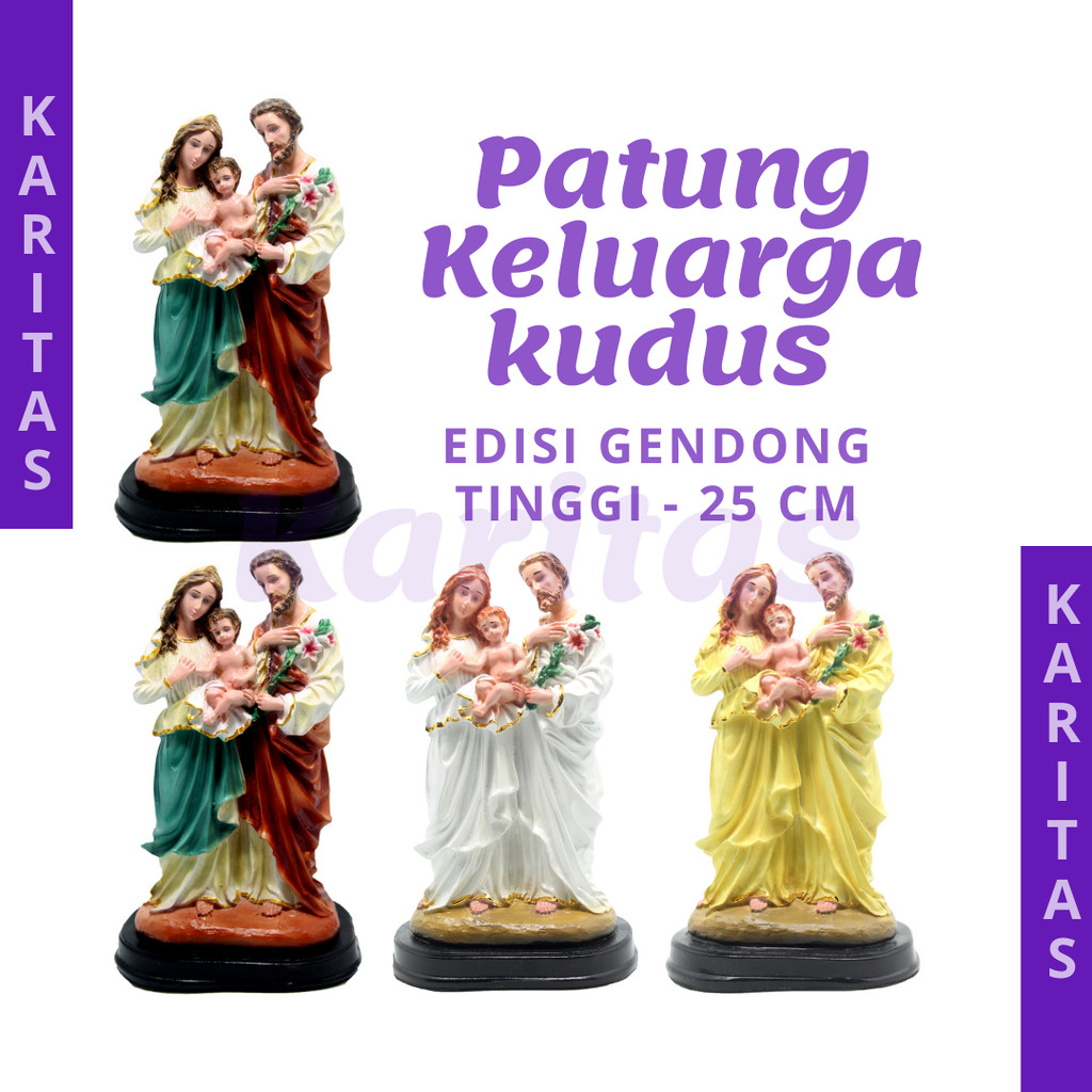 25 ซม. HOLY FAMILY STATUE (GODONG) / JESUS MARY JOSEP STATUE / SPIRITUAL STATUE / CATHOLIC HOLY FAMI