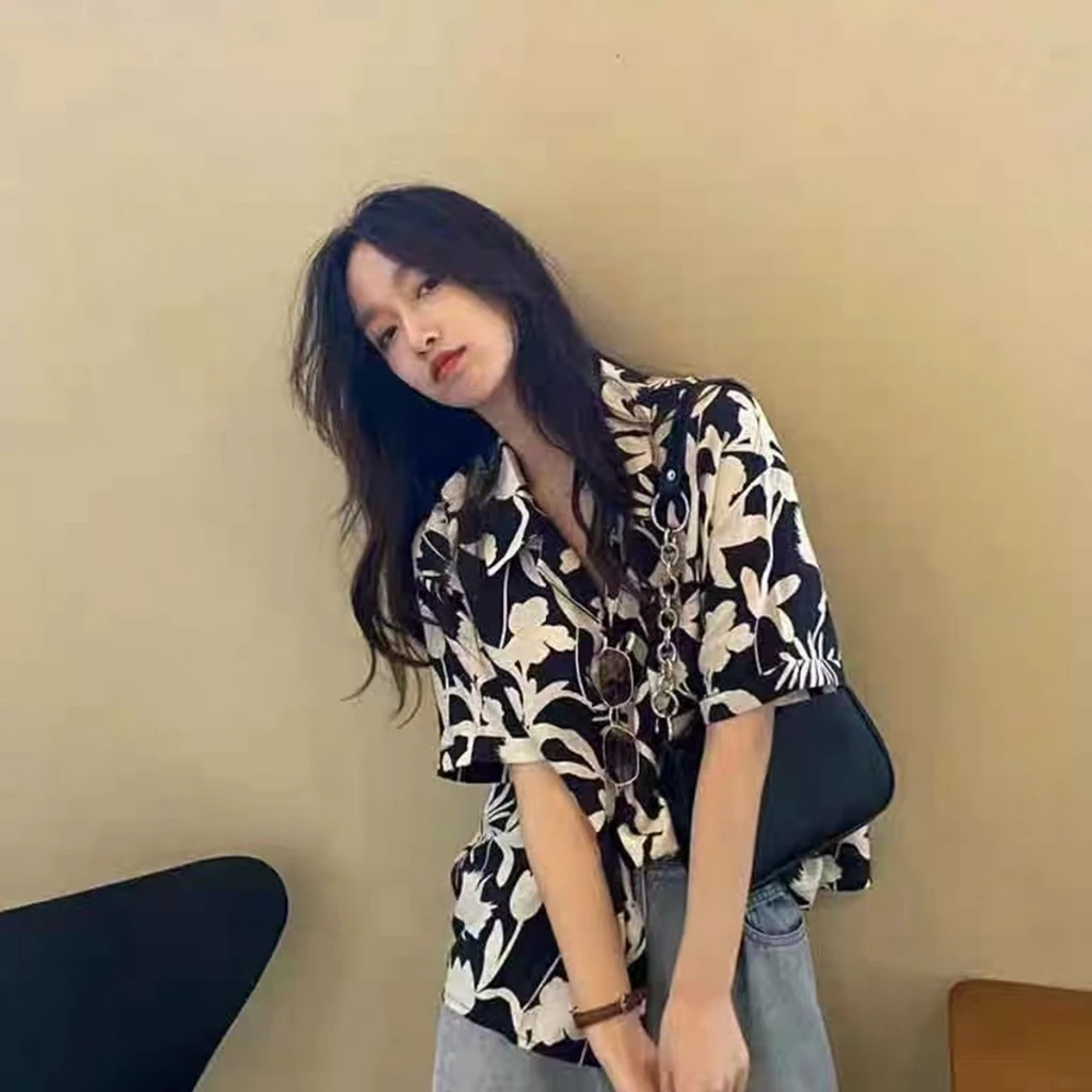 เสื้อเชิ้ตฮาวาย แขนสั้น ลายดอก ผ้าไหมอิตาลี สไตล์เกาหลี thumbnail 6
