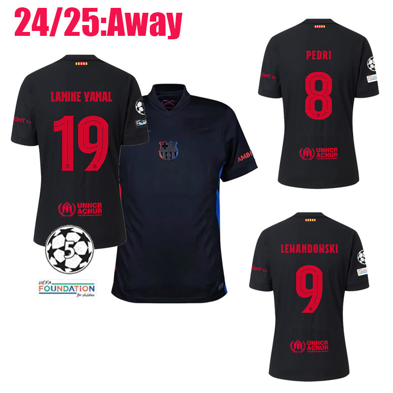 24/25 LAMINE YAMAL Jerseys 24/25 Barcelona Away รองเท้าฟุตบอล GAVI PEDRI LEWANDOWSKI RAPHINHA KOUNDE