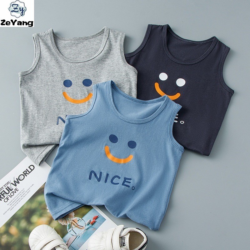 [ZY] 90-150 พร้อมสต็อกเด็กผ้าฝ้ายแท้เสื้อกั๊กลําลองรูปตัว I เด็กรอบคอ Bottoming เสื้อ All-Match เสื้อผ้าเด็กแฟชั่น Fast Shipping