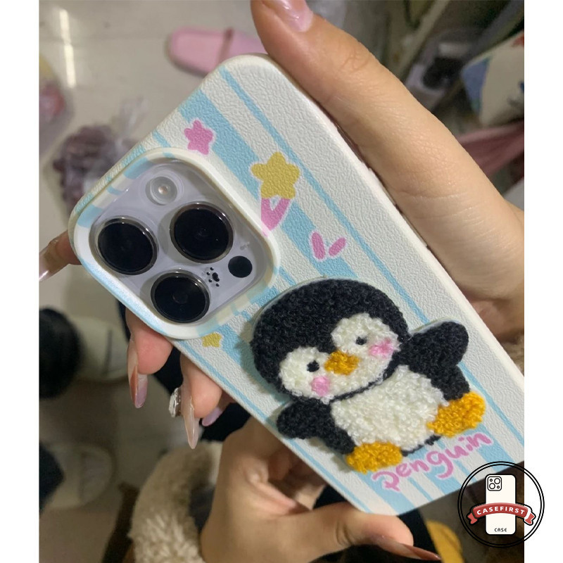 การ์ตูนนกเพนกวินน่ารักเบอร์เกอร์กราฟิติตัวอักษร เคส IPhone 17 11 15 16 13 14 12 Pro Max XS Max X 8 7 15 16 14 Plus XR - รูปที่ 6